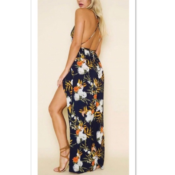 Floral Printed Maxi Slit Dress - Picture 2 of 4